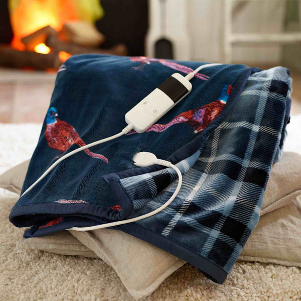 Pheasant Heated Throw - Navy