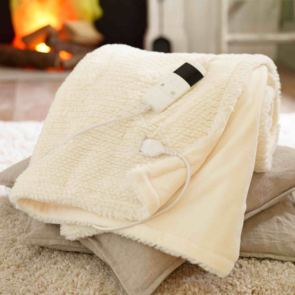 Sandringham Faux Fur Heated Throw - Cream