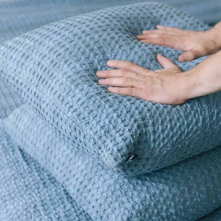 Santa Luzia Waffle Bedspread - Blue - Williamsons Factory Shop