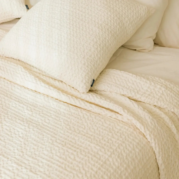 Santa Luzia Waffle Bedspread - Natural - Williamsons Factory Shop
