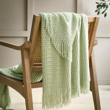 Textured Knit Throw - Green
