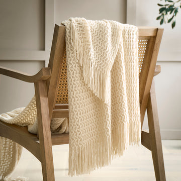 Plaid en maille texturée - Naturel