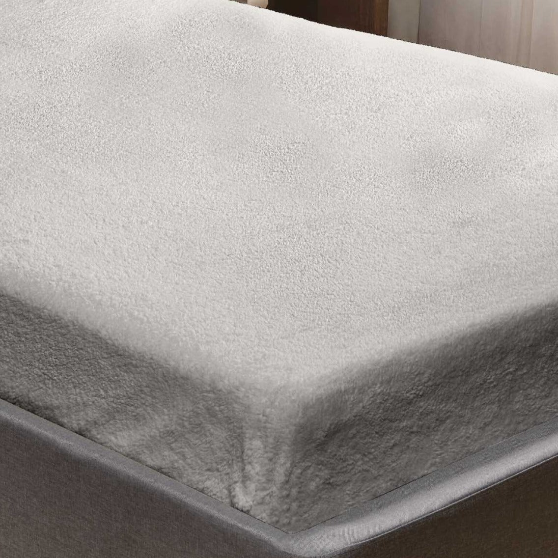 Sherpa Teddy Fleece Fitted Sheet - Silver