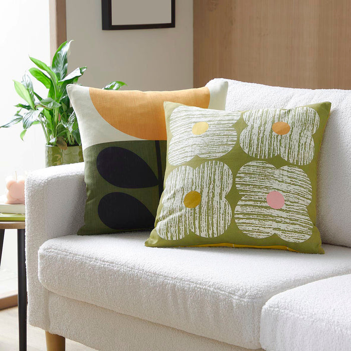 Orla Kiely Textured Flower Cushion - Moss
