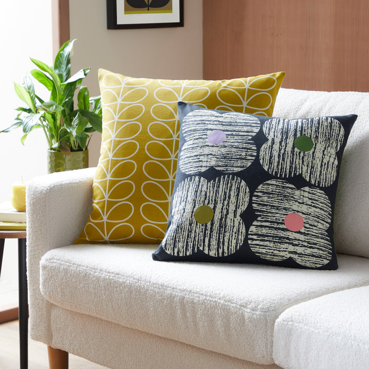 Orla Kiely Textured Flower Cushion - Slate - Williamsons Factory Shop