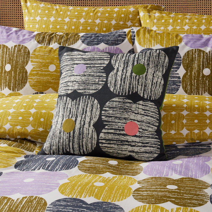 Orla Kiely Textured Flower Cushion - Slate - Williamsons Factory Shop