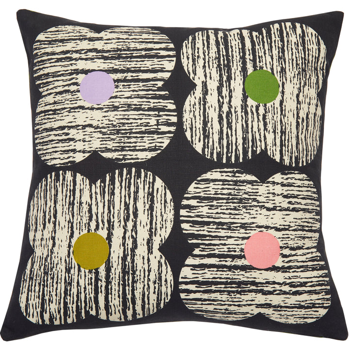 Orla Kiely Textured Flower Cushion - Slate - Williamsons Factory Shop