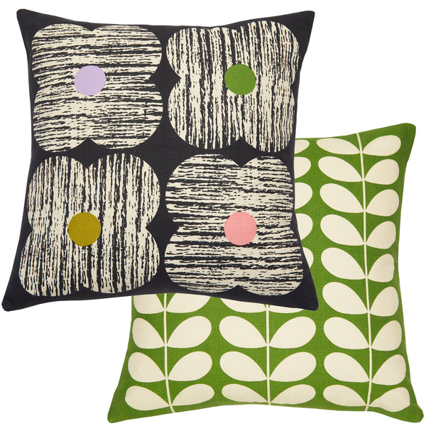 Orla Kiely Textured Flower Cushion - Slate - Williamsons Factory Shop