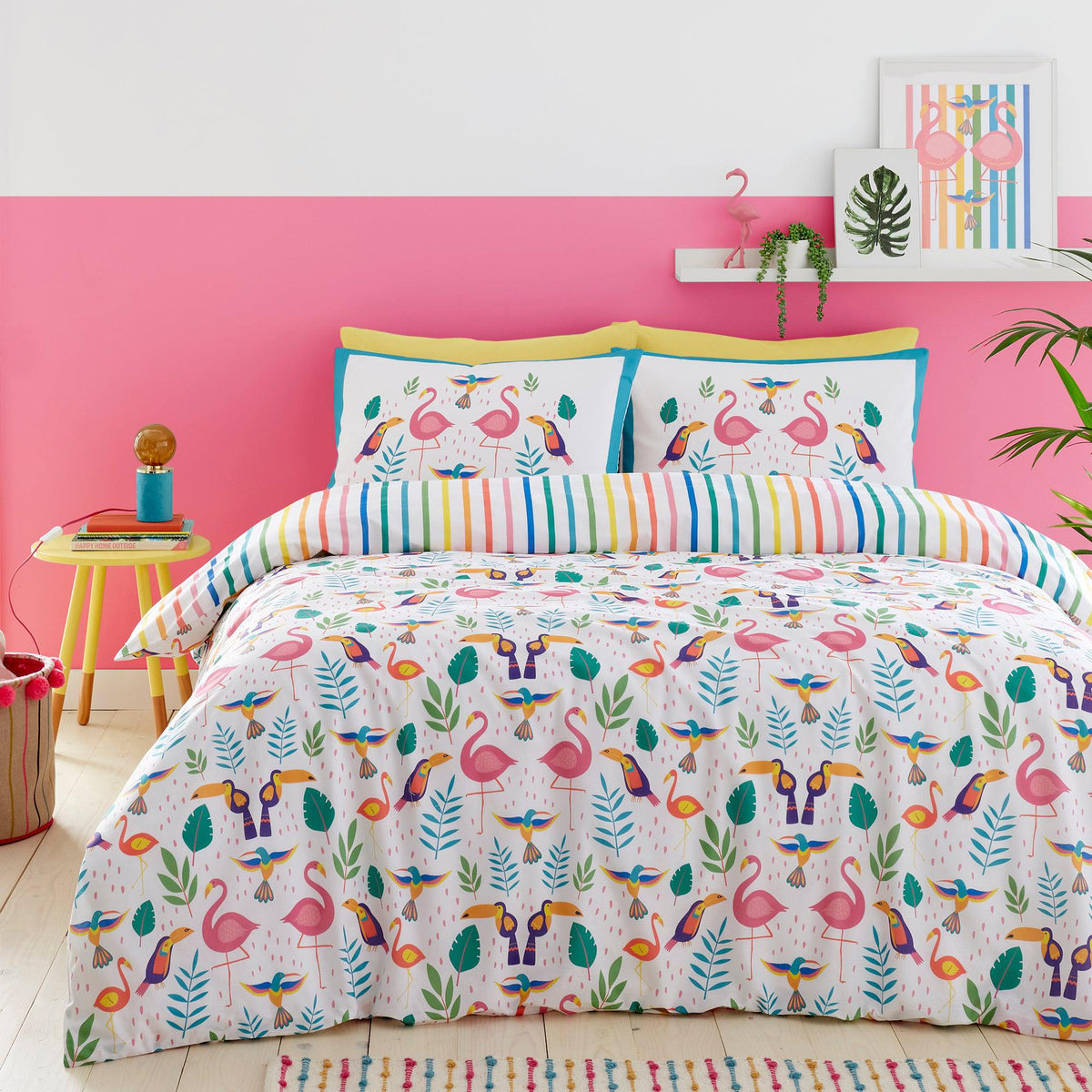 Fusion Tropical Flamingo Duvet Cover Set - Pink