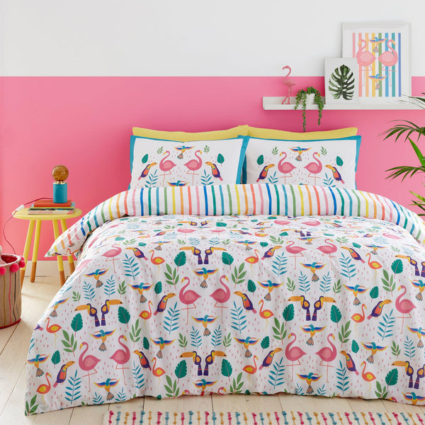 Fusion Tropical Flamingo Duvet Cover Set - Pink - Williamsons Factory Shop