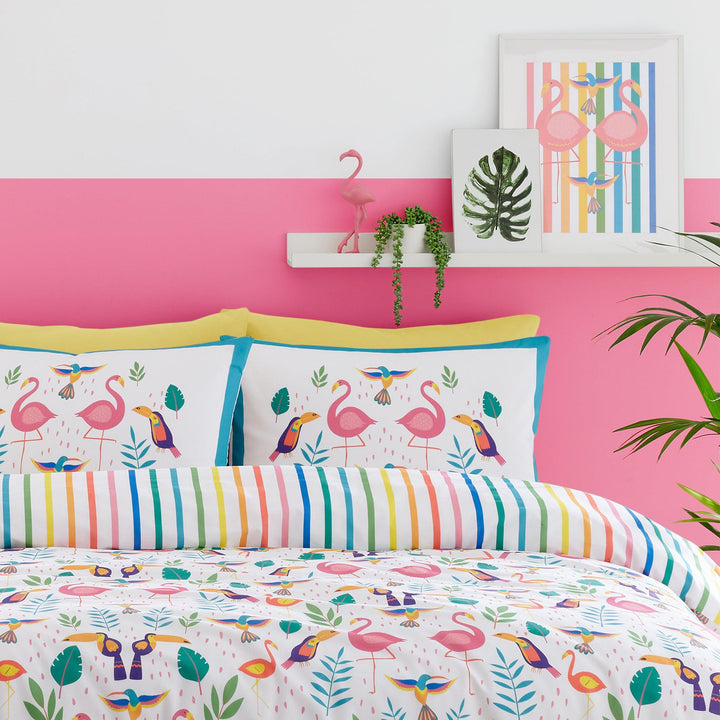 Fusion Tropical Flamingo Duvet Cover Set - Pink