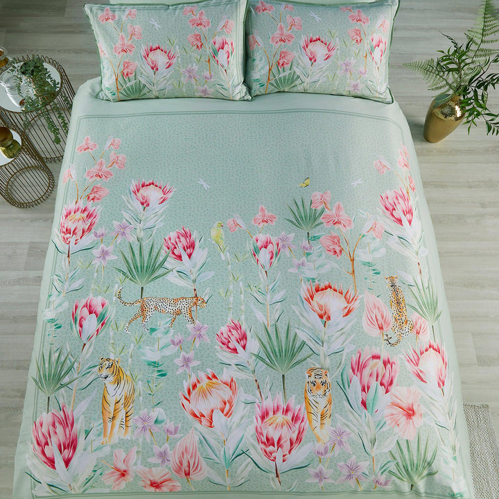 Soiree Tropical Leopard Duvet Cover Set - Green - Williamsons Factory Shop