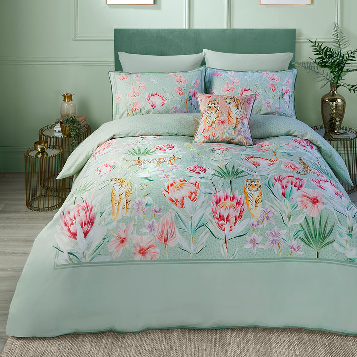 Soiree Tropical Leopard Duvet Cover Set - Green - Williamsons Factory Shop