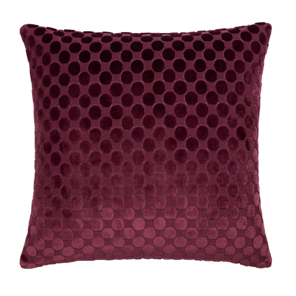 Soiree Velvet Spot Velvet Cushion - Burgundy
