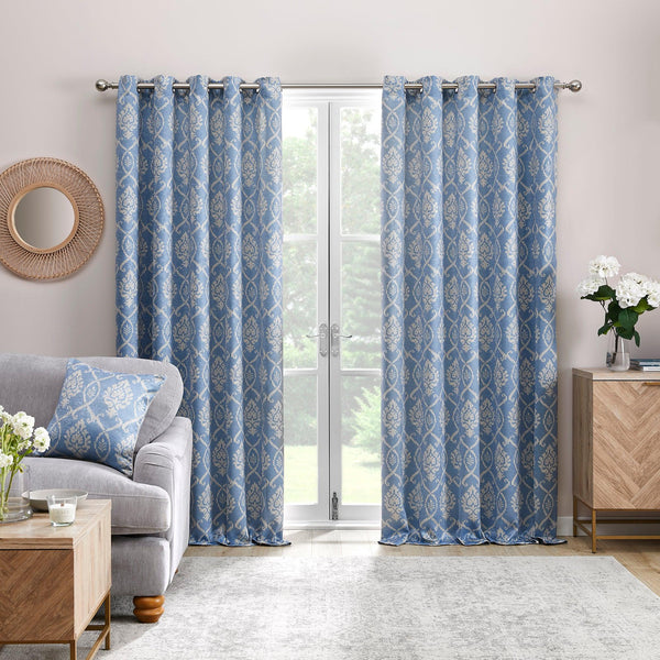 Dreams & Drapes Vivianna Eyelet Curtains - Blue - Williamsons Factory Shop