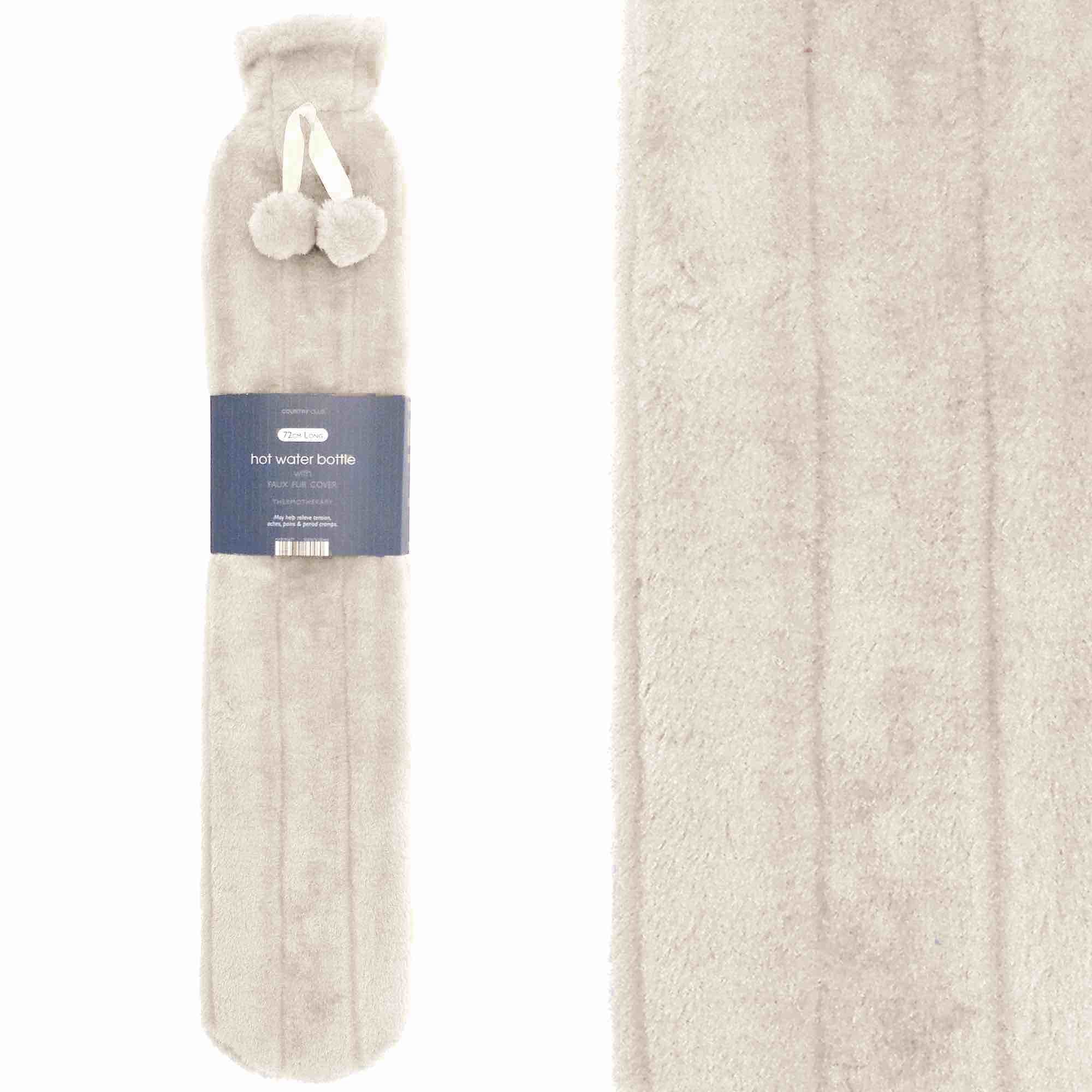Extra Long Faux Fur Pom Hot Water Bottle (72cm)