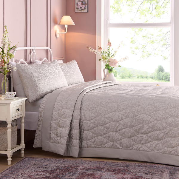 Appletree Heritage Worcester Bedspread - Silver - Williamsons Factory Shop