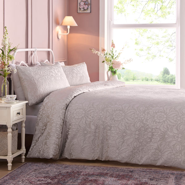 Appletree Heritage Worcester Duvet Cover Set - Silver - Williamsons Factory Shop