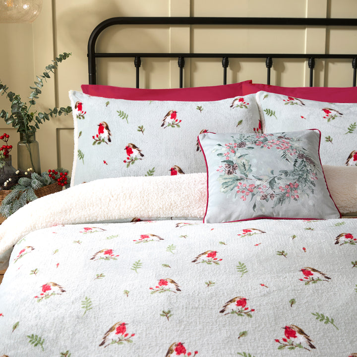 Fusion Winter Robin Duvet Cover Set - Duck Egg - Williamsons Factory Shop