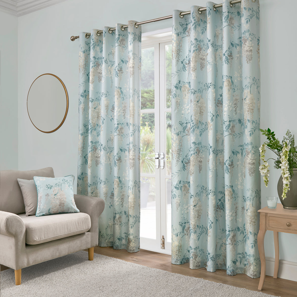 Dreams & Drapes Wisteria Eyelet Curtains - Duck Egg