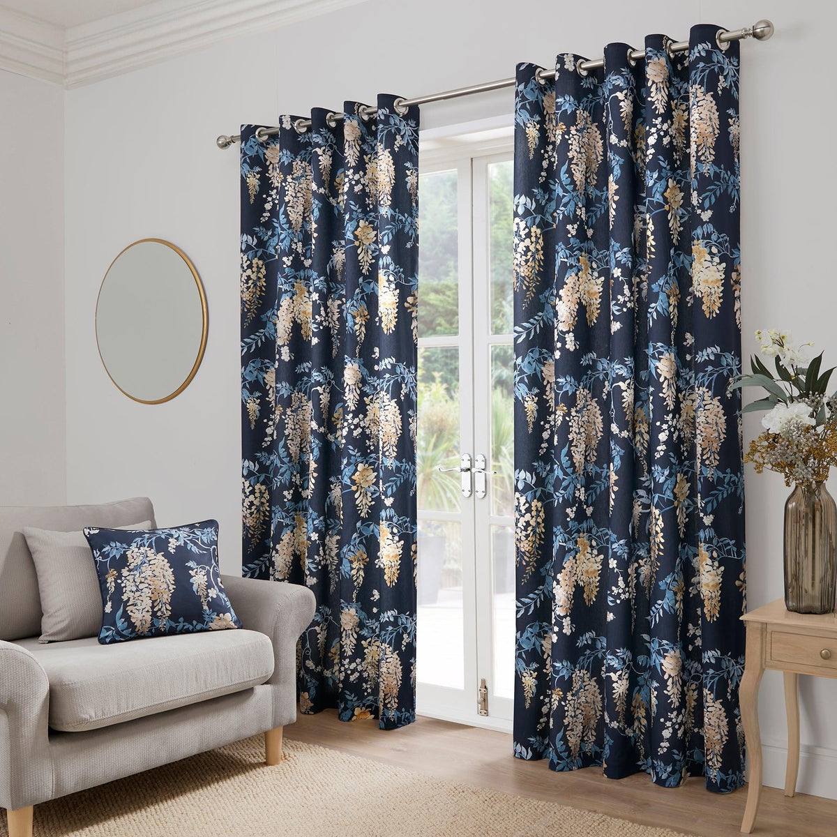 Dreams & Drapes Wisteria Eyelet Curtains - Navy