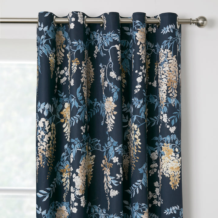 Dreams & Drapes Wisteria Eyelet Curtains - Navy - Williamsons Factory Shop