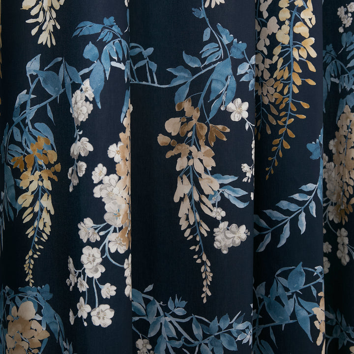 Dreams & Drapes Wisteria Eyelet Curtains - Navy - Williamsons Factory Shop