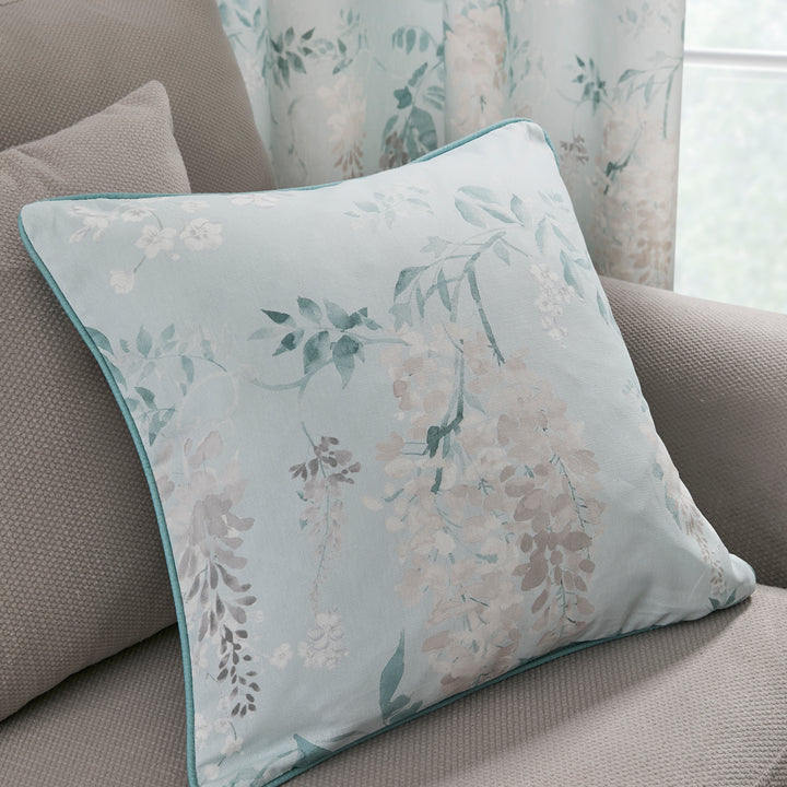 Dreams & Drapes Wisteria Cushion - Duck Egg - Williamsons Factory Shop