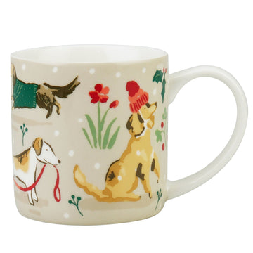 Winter Walkies Bone China Mug - Beige