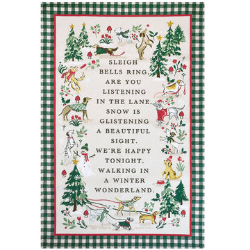Winter Walkies Cotton Tea Towel - Beige
