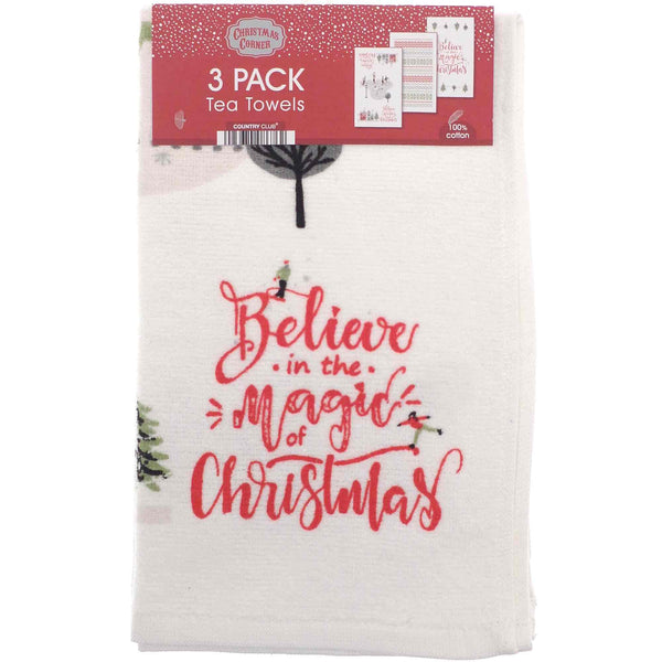 3pk Christmas Novelty Tea Towels - Magic