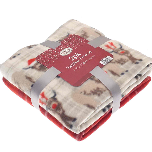 Highland Cow Festive Fleece Throw (2 Pack)