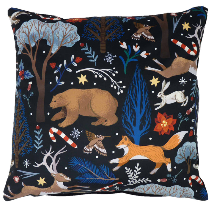 Christmas Forest Filled Cushion - Black - Williamsons Factory Shop