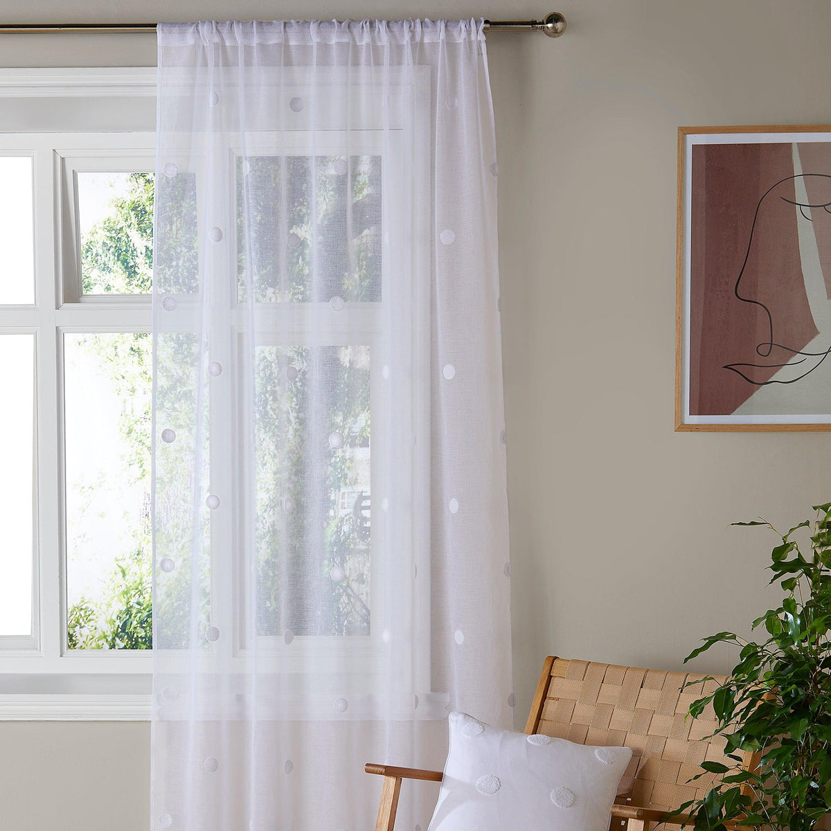 Appletree Boutique Zara Voile Panel - White - Williamsons Home