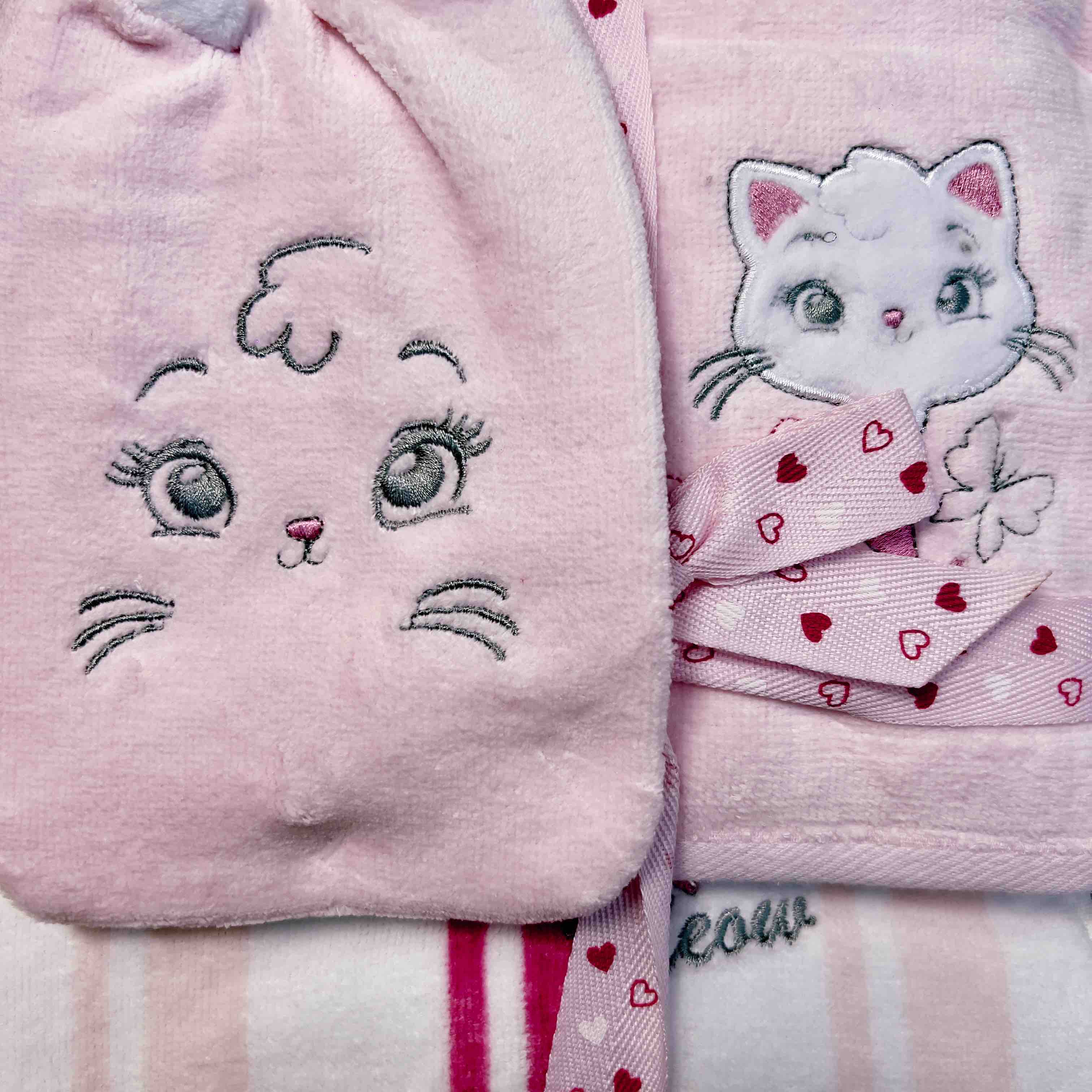 Baby Wash Mitt & Towel Set - Pink Cats