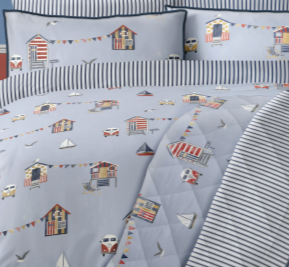 Bellissimo Beach Huts Duvet Set - Blue - Williamsons Factory Shop