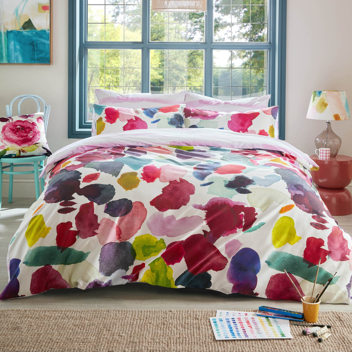 Bluebellgray Abstract Duvet Cover Set - Fuchsia – main view