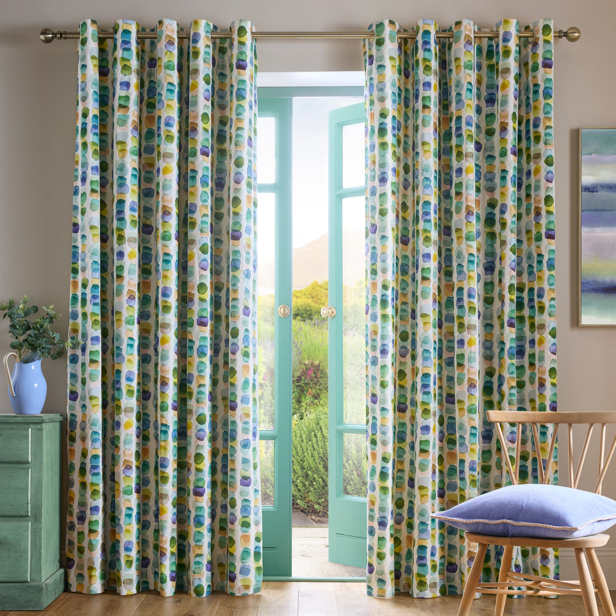 Bluebellgray Tobermory Lined Eyelet Curtains - Ocean