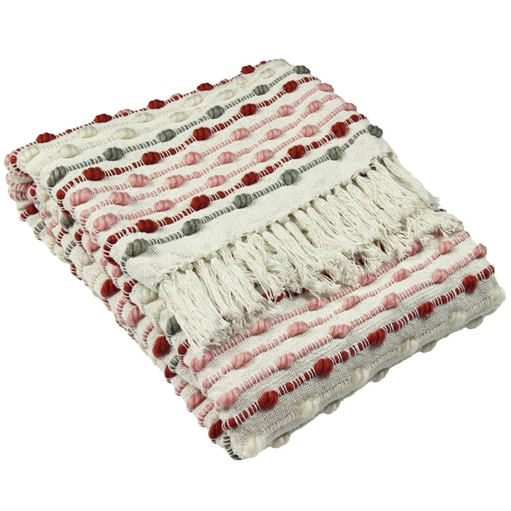 Furn Dhadit Stripe Throw - Blush - Williamsons Factory Shop