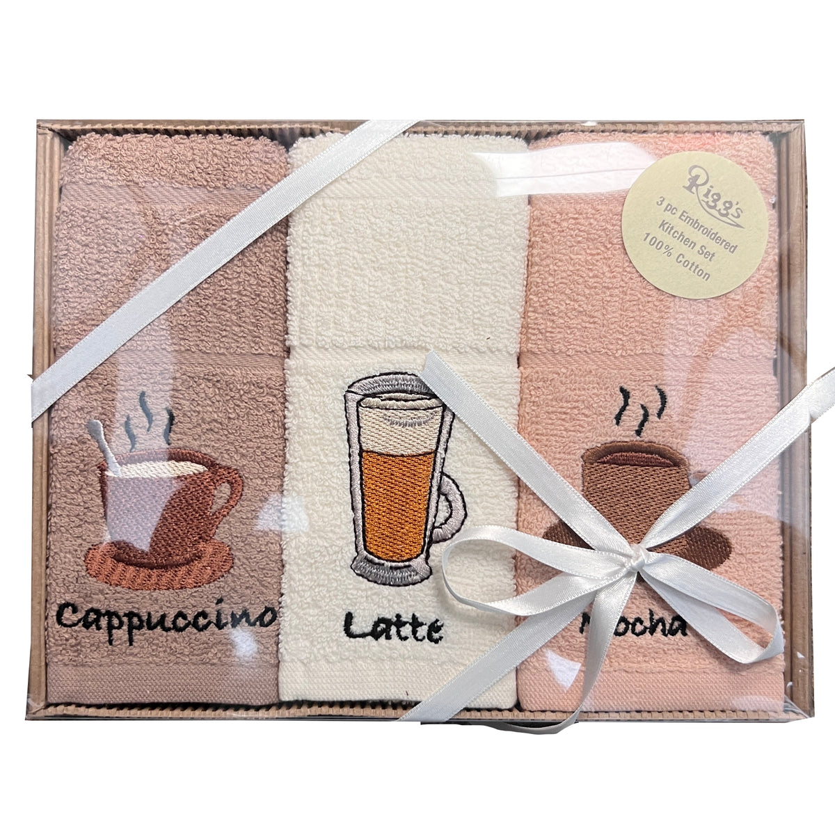 Coffee Box 3pc Embroidered Kitchen Towels - Williamsons Home
