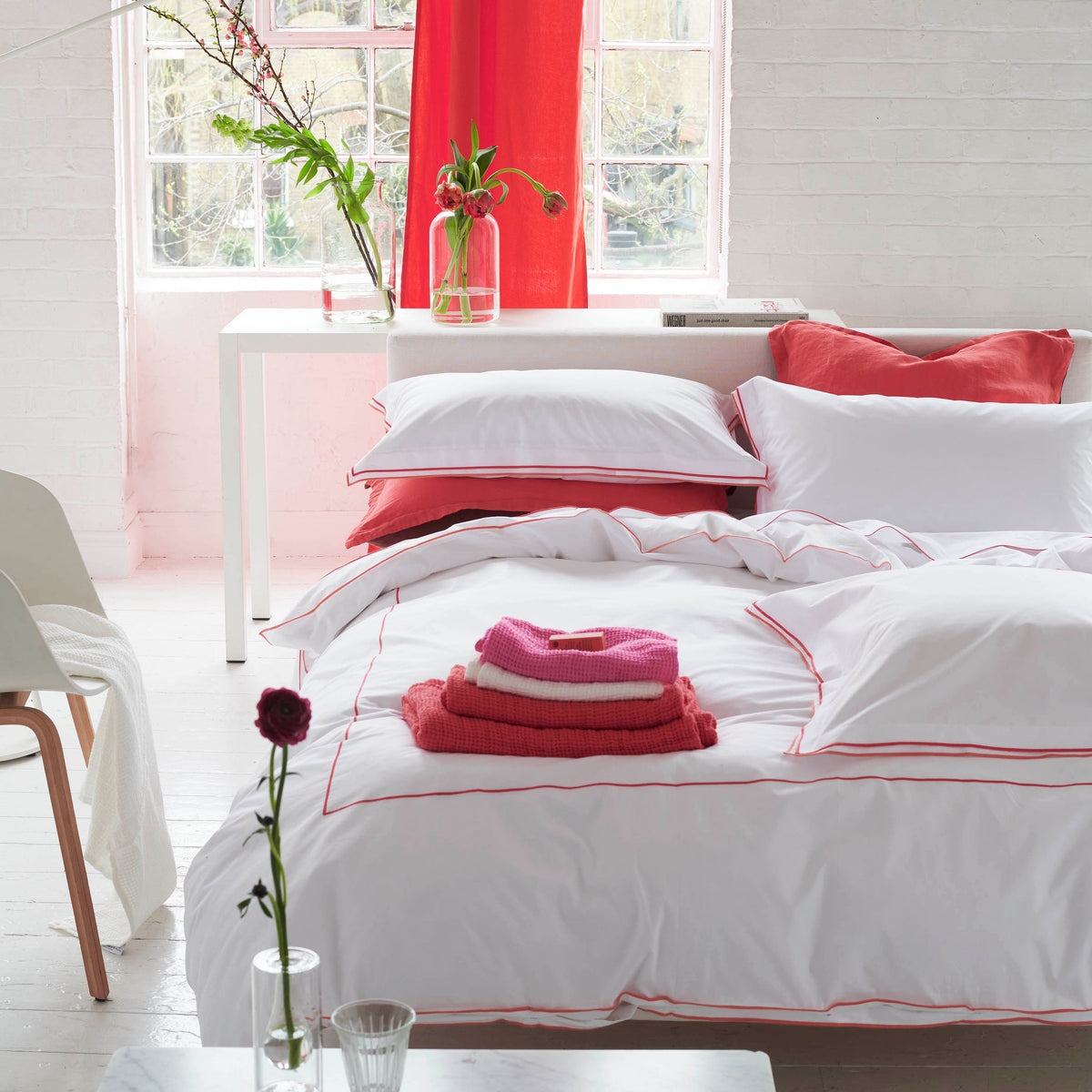 Designers Guild Astor Duvet Cover Set - Coral Pink