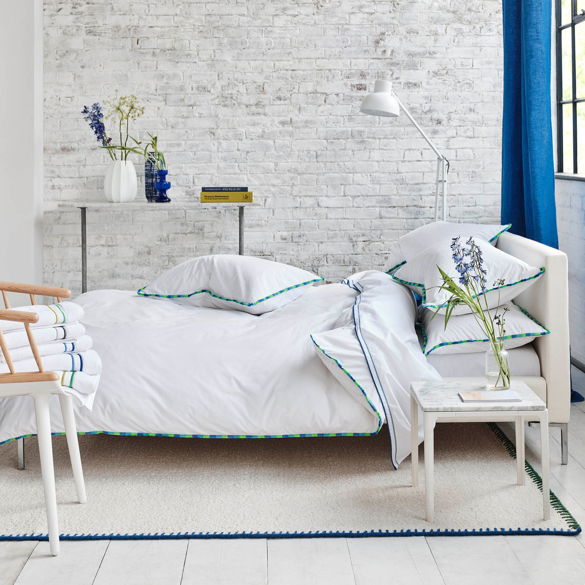 Designers Guild Burlington Fringe Duvet Cover Set - Cobalt Blue