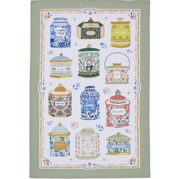 Tea Tins Cotton Tea Towel - Multi