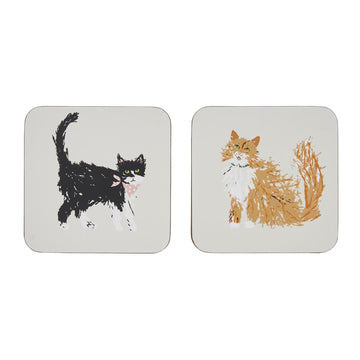 Feline Friends Coasters 4 Pack - Cream
