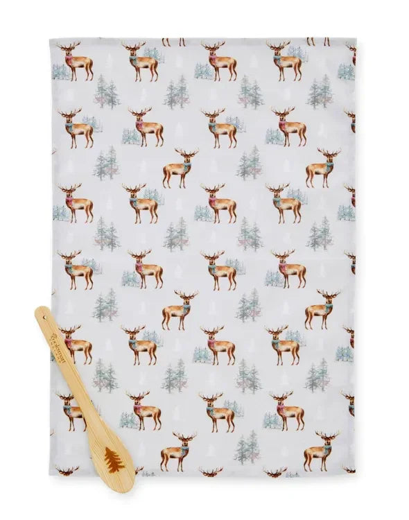 Cooksmart Christmas Stag Tea Towel & Spoon Set - Williamsons Factory Shop