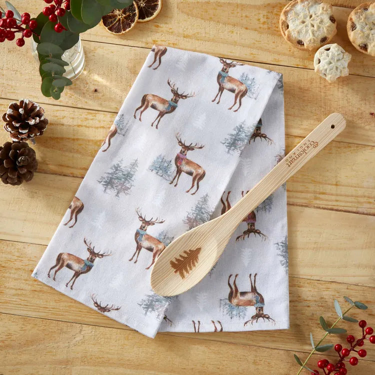 Cooksmart Christmas Stag Tea Towel & Spoon Set - Williamsons Home