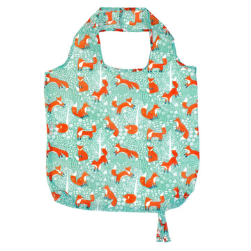 Foraging Fox Foldable Tote Bag Medium - Blue
