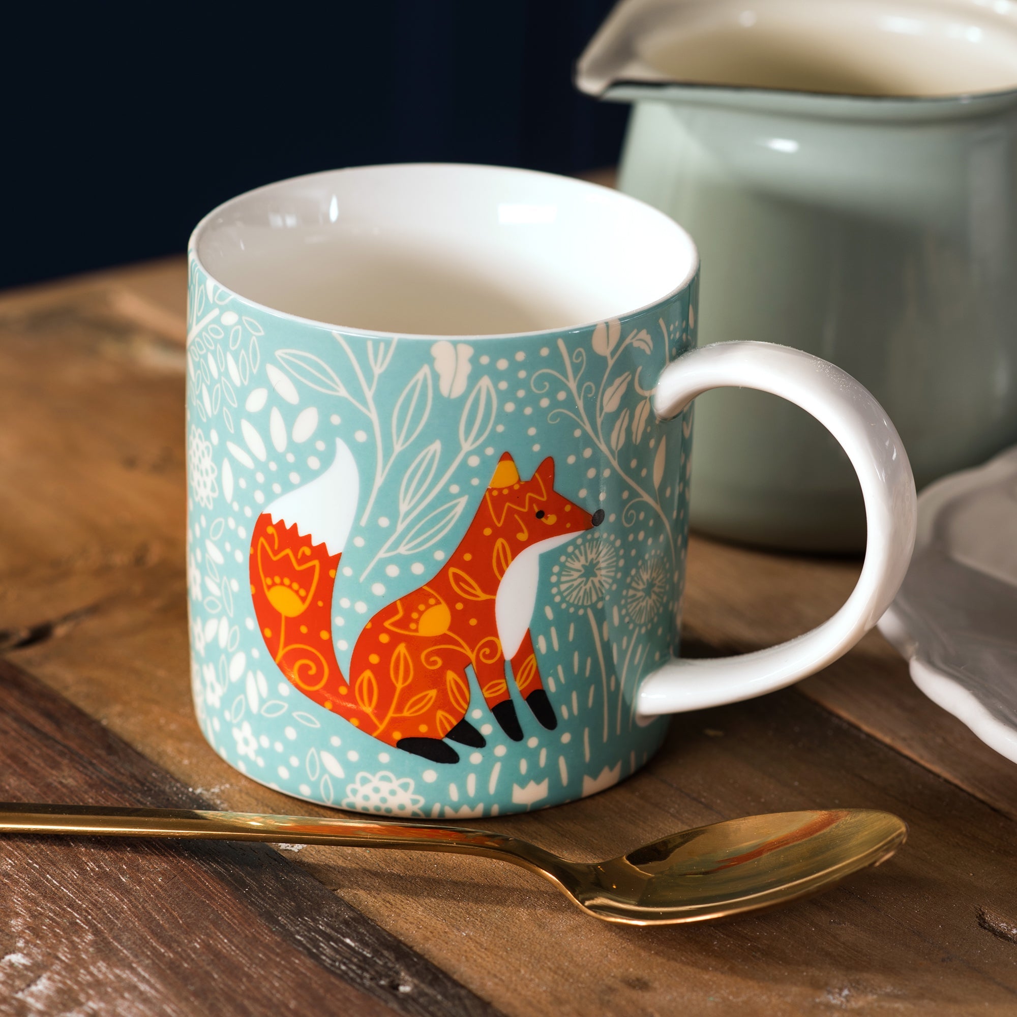 Foraging Fox Bone China Mug - Blue – Williamsons Factory Shop