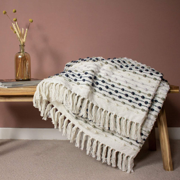 Furn Dhadit Stripe Throw - Grey - Williamsons Factory Shop