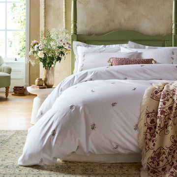Historic Royal Palaces Victoria Sprigs Embroidery Duvet Cover Set - Rose Pink